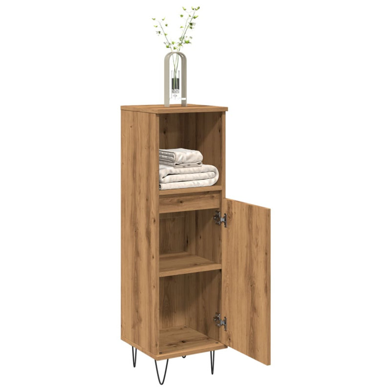 Ashkum Freestanding Bathroom Cabinet, Artisian Oak