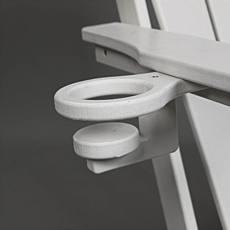 HDPE Folding Adirondack Chair With Dual Cup Holder, White