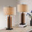Carlisha 28" Modern Farmhouse Wood Grain Resin Table Lamp with 3-Way Dimmable Lighting and USB Charging Port
