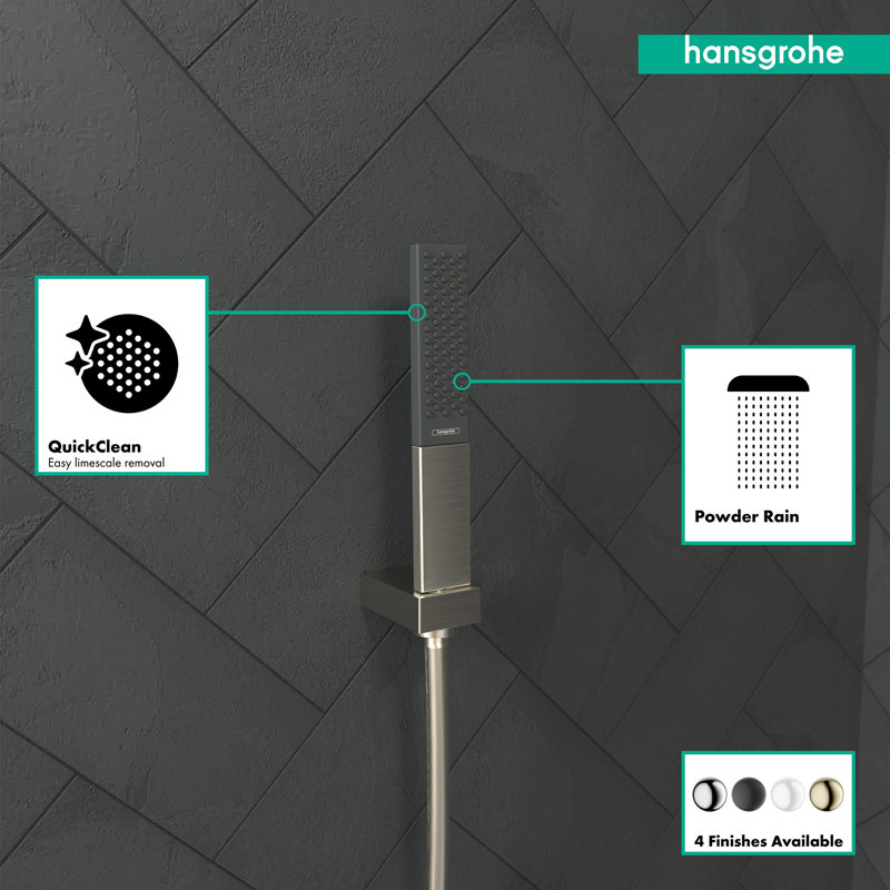 Hansgrohe Rainfinity Baton Handheld Shower Head 100, Brushed Nickel, 2.5 GPM