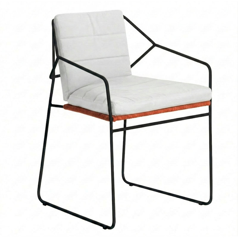 Sandur Outdoor Dining Armchair, Canvas Natural, Terra Cotta Rope/Black Frame
