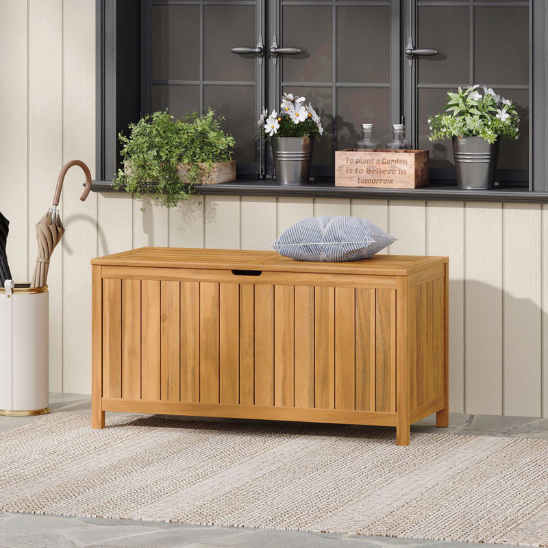 Portside 100Gallons Wood Deck Box, 100 Gallon