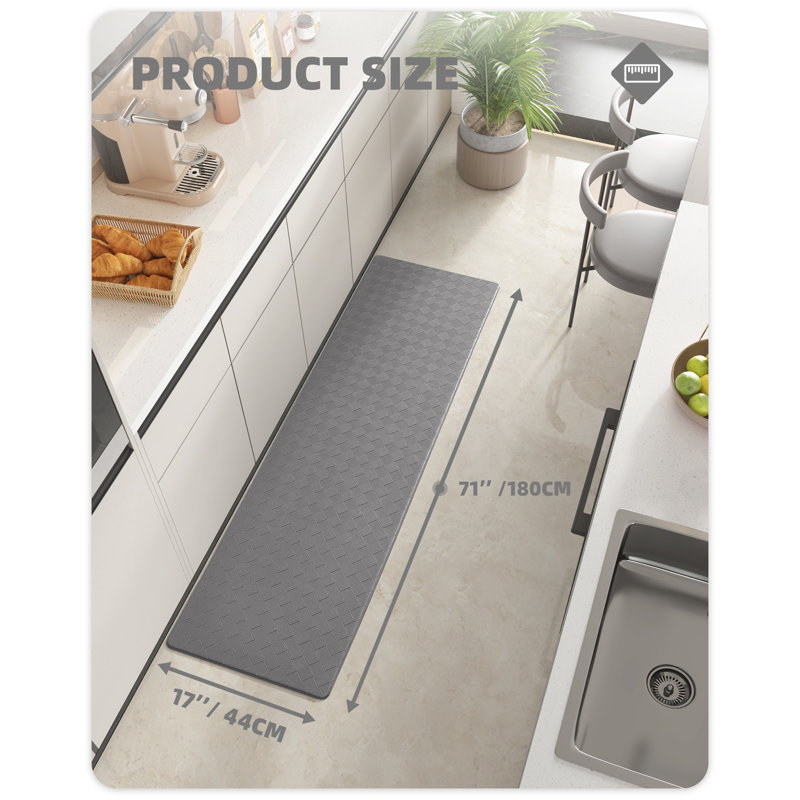 Devarian Water Resistant Anti-Fatigue Kitchen Mat, Gray, Runner 1'4" x 5'9"