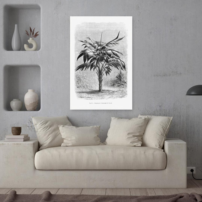 Dessin de palmier rétro rétro rétro, H 36 po x l 24 po