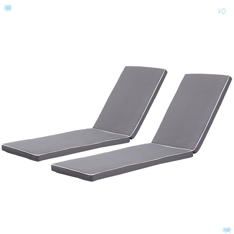 2PCS Set Outdoor Lounge Chair Cushion Replacement Patio Funiture, Cotton, Antique Gray White