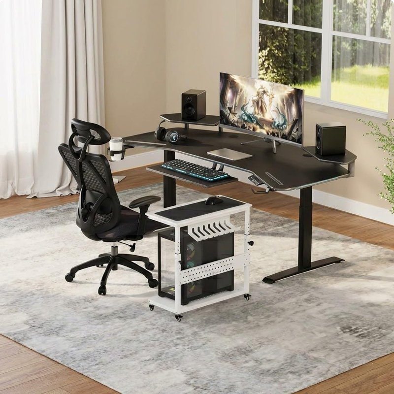 Support réglable pour ordinateur portable avec gestion des câbles à 2 niveaux pour la maison et le bureau (22,8 po à 34,1 po)