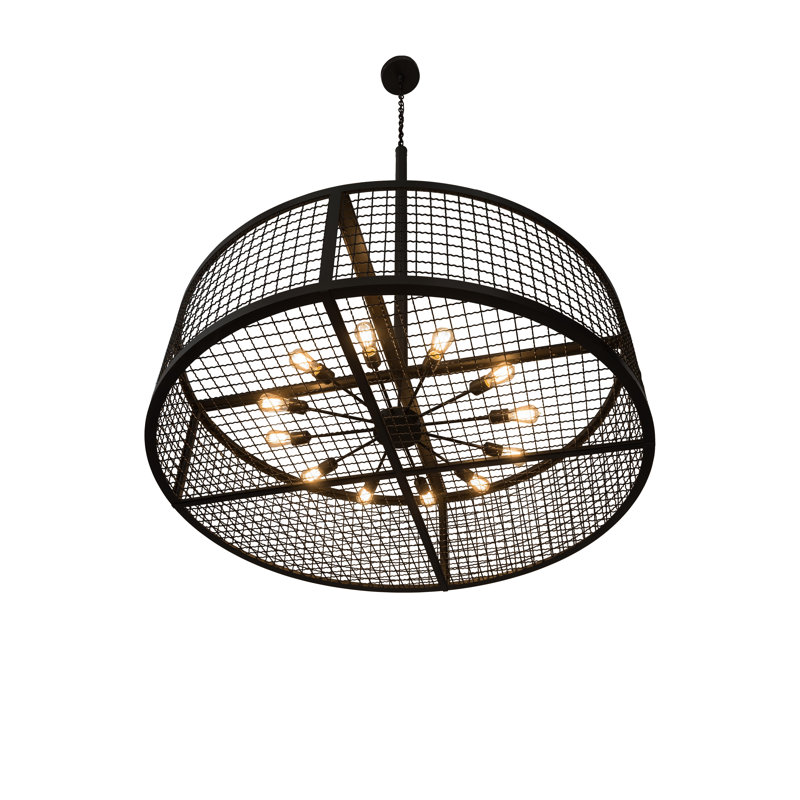 12 - Light Dimmable Drum Chandelier