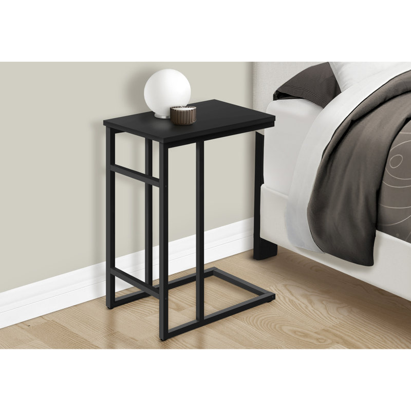 Table d'appoint noire pour espaces de vie -, bout, option de collation, base en métal, décoration de chambre à coucher