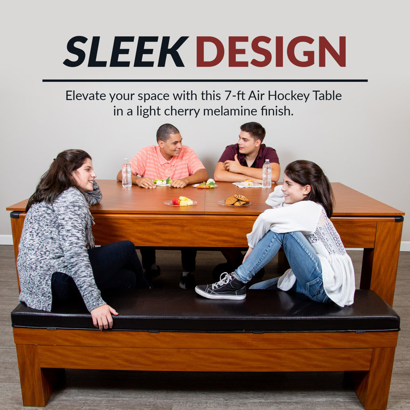 Ensemble de table de hockey pneumatique de 7 pi avec bancs Sherwood, Cerisier clair