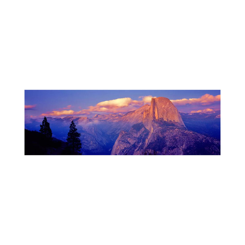 Cloudy PAstel Sunset Over Half Dome, Yosemite National PArk, California, USA - Wrapped Canvas Panoramic Print