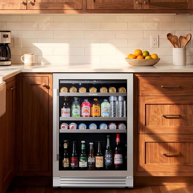 Ca'Lefort 24'' Built-in Beverage Refrigerators & Coolers Beer Cooler for 140-220 Cans with Quiet Compressor, , Right Handed