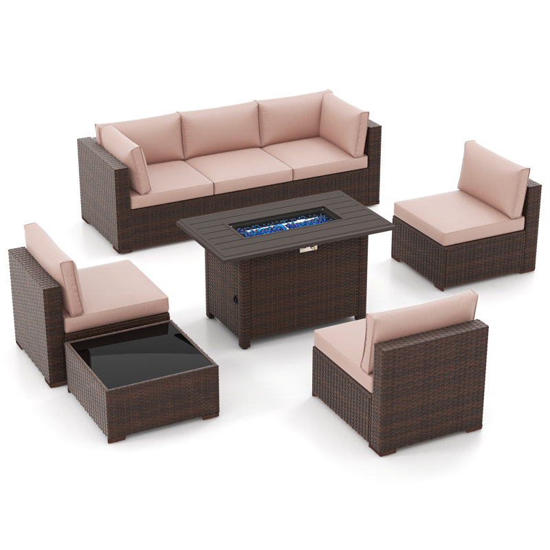 Ensemble de conversation avec coussins Azlyn, Beige, Non, Brun