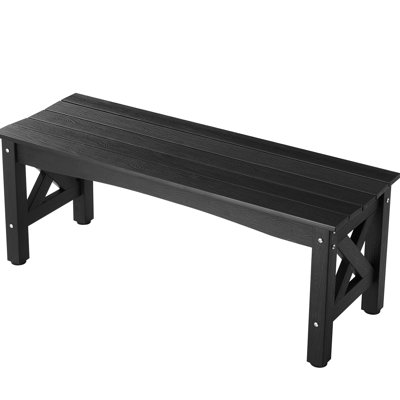 Banc d'extérieur en plastique de 600 lb avec patins réglables et finition en bois d'aspect bois pour terrasse de 44,5 po avec assise confortable et surfaces inégales