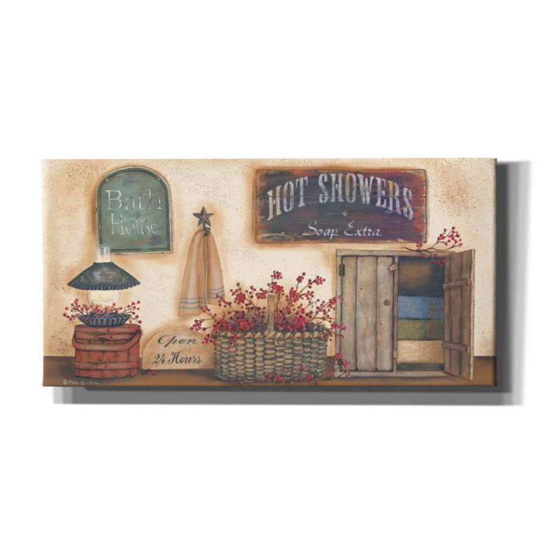 «Bath House» par Pam Britton, art mural sur toile, H 12 po x l 24 po x P 0,75 po