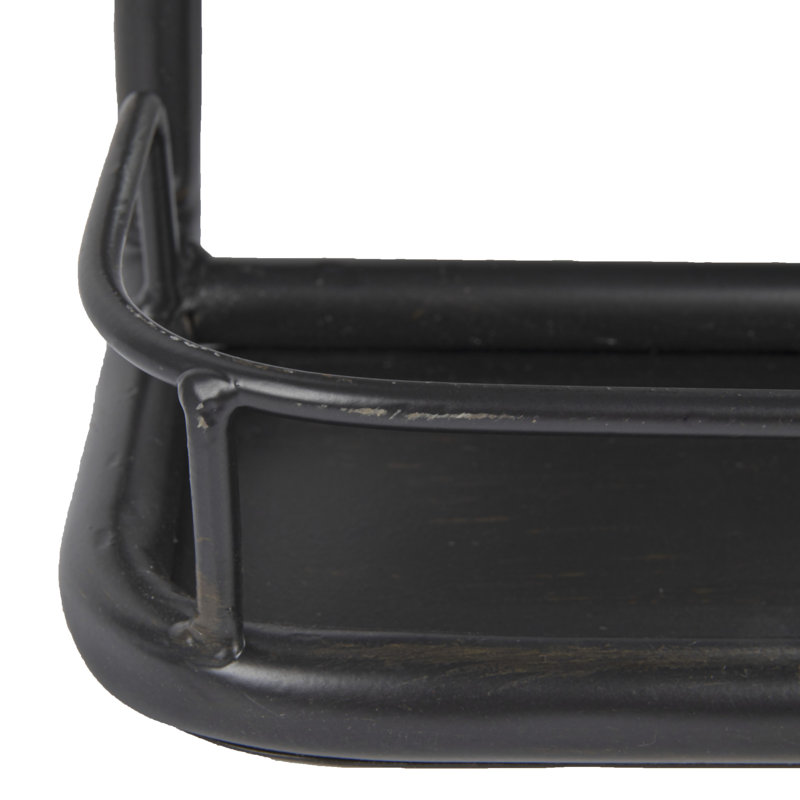 Metal Framed Rectangle Wall Mirror with Shelf, Black