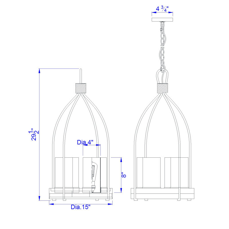 Khalic 4 - Light Lantern Geometric Chandelier