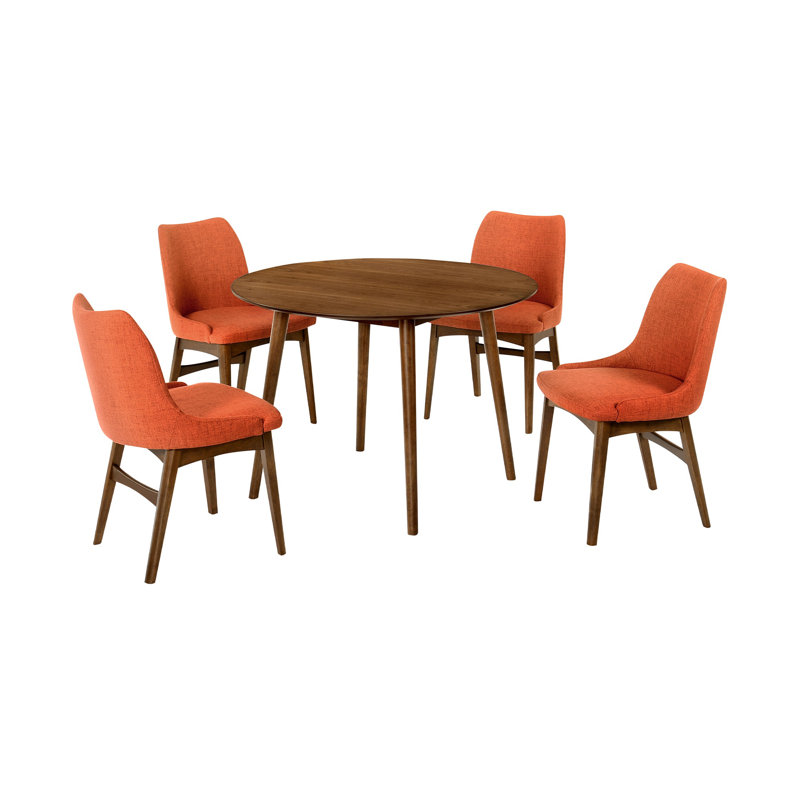 Ensemble de salle à manger 5 pièces Anthonella, Noyer, Orange / noyer, H 30 po x L 42 po x l 42 po