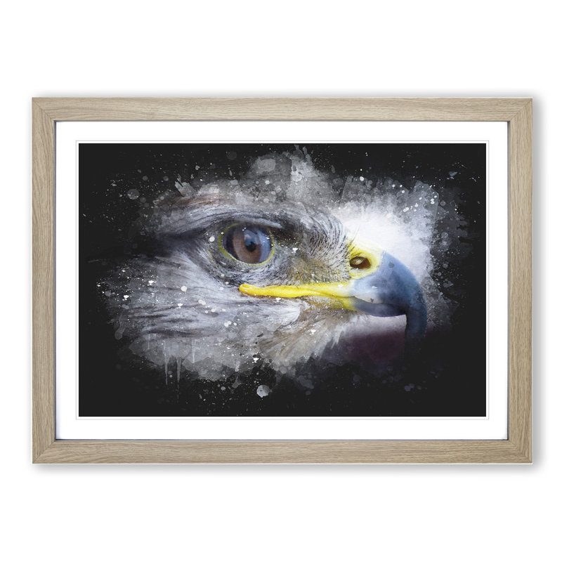 Golden Eagle Vol.4 - Picture Frame Painting, 65cm H x 90cm W x 2cm D, Oak Framed