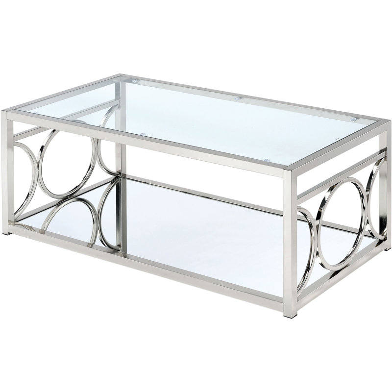 Hampshire Floor Shelf Coffee Table with Storage, Chrome