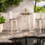 Ensembles de bar de patio peu encombrants, style industriel en acier et bois pour petite cuisine