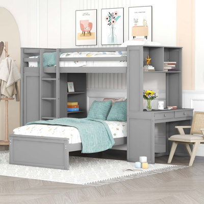 Space-Saving Loft Bed with Integrated Study and Storage
