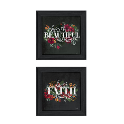 «Cherish and Have Faith», ensemble de 2 vignettes encadrées pour la décoration murale par House Fenway