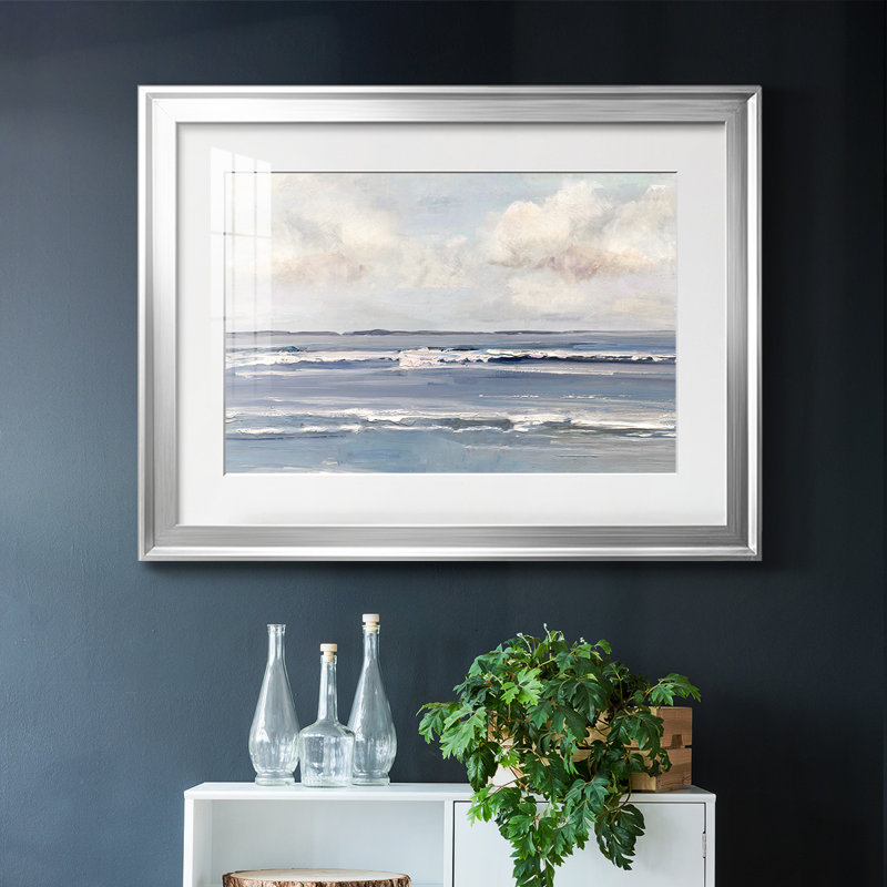 Serene Seascape, reproduction d'art encadrée, Argent, H 27 po x l 39 po x P 1,5 po