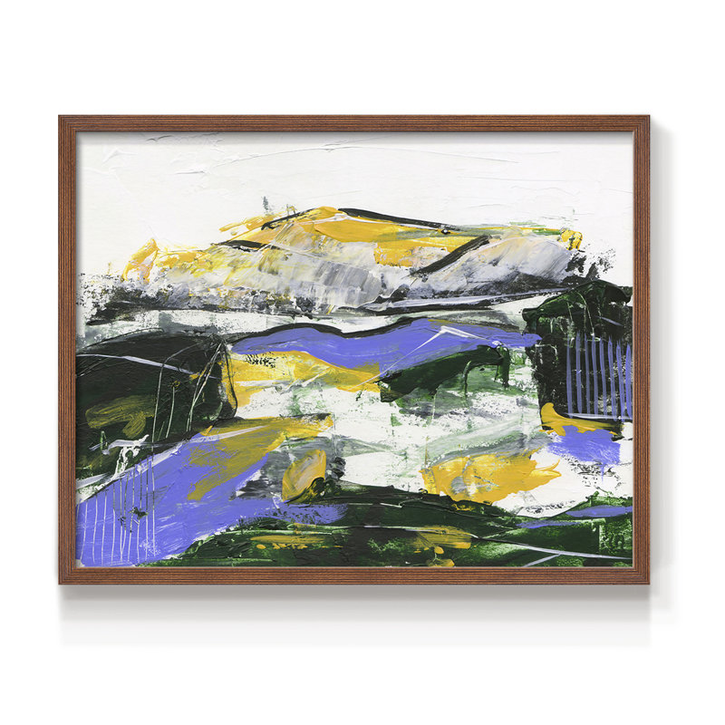 Silent Mountain I - Reproduction encadrée - Restickable, 11" H x 14" W, Noyer