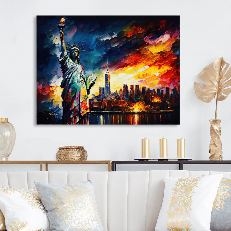 New York Views at Sunset I - reproduction sur toile, H 24 po x l 32 po x P 1 po, Toile tendue