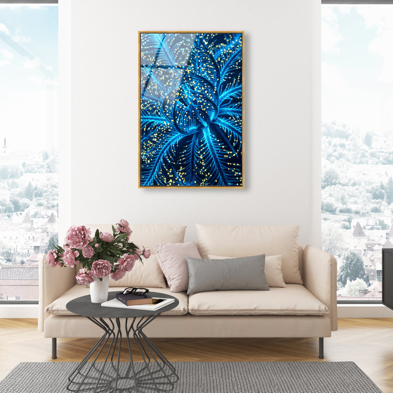 Neon Bloom Print by Oliver Gal, 46"H x 31"W, Gold Floater Frame