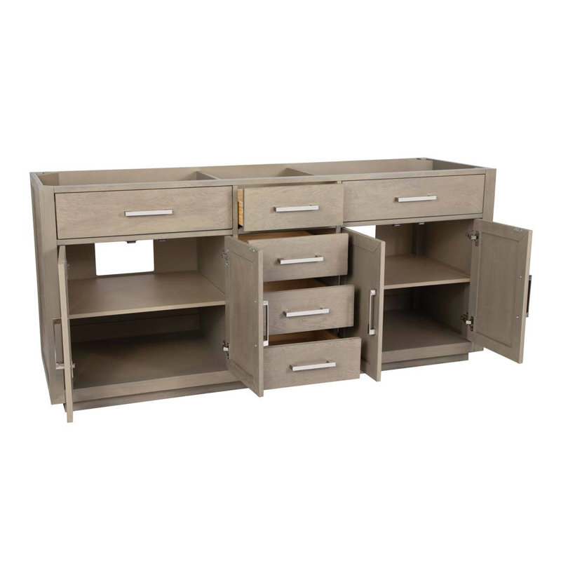 Ensemble de meuble-lavabo double 72 po Nahlani, Chêne gris, gris
