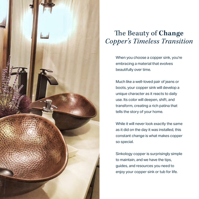 Naked Copper 19" Oval Undermount Bathroom Sink
