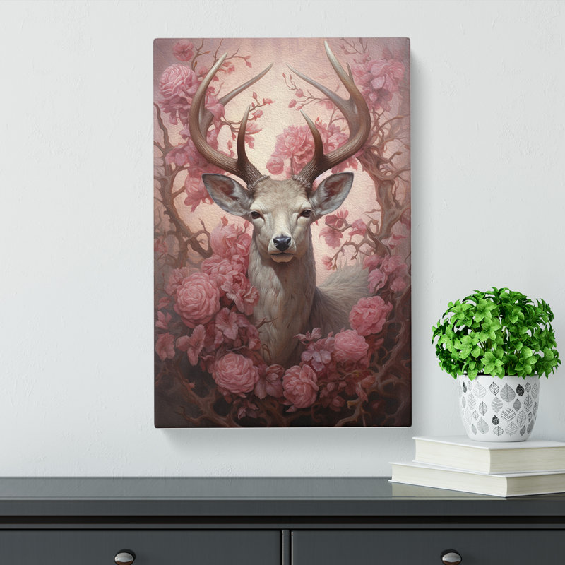 Stag Romanticism - Wrapped Canvas, 60cm H x 40cm W x 3cm D