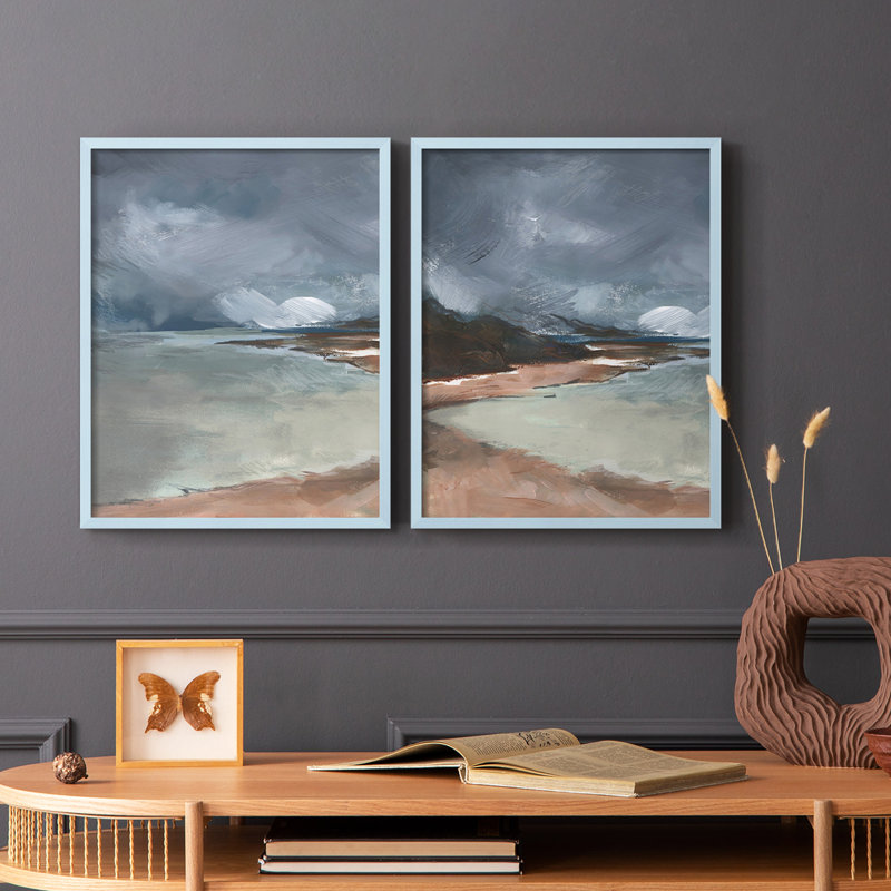 Sea Glass Storm I - impression encadrée de qualité supérieure - prête à être accrochée - aucun clou requis - aucun clou requis