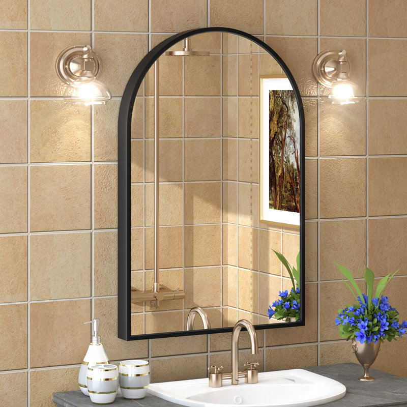 Amara Tempered Glass and Aluminum Alloy Framed French Cleat Mounted Wall Mirror with 5-Year Warranty, 30" x 20", Matte Black
