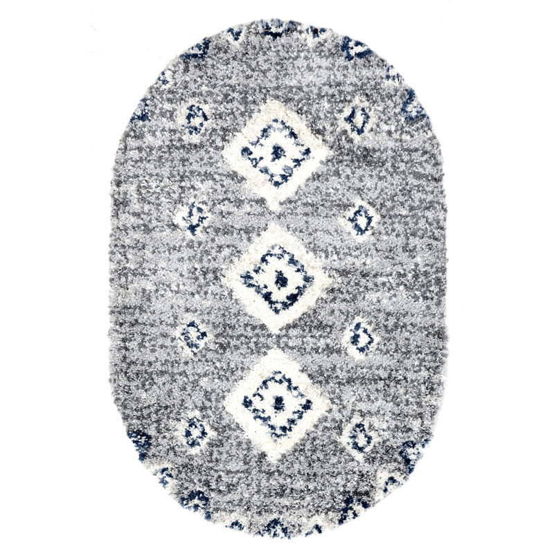 Tapis à poil long à motif géométrique Tribal, Ovale 4 pi x 6 pi