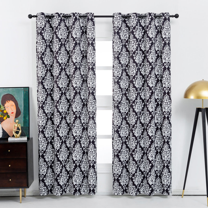 Darrie Blackout Curtains / Drapes Pair, Black, 52" W x 84" L