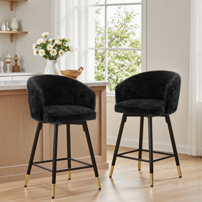 26" Swivel Upholstered Counter & Bar Stool with Metal Frame