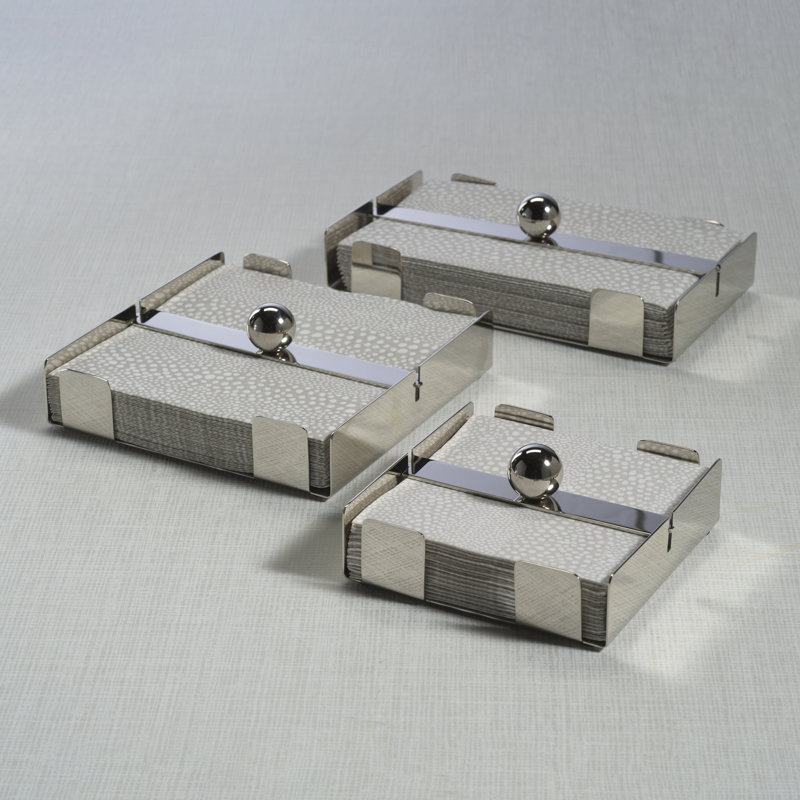 Porte-serviettes en acier Basso, Nickel, H 1,75 po x l 6,75 po x P 6,75 po