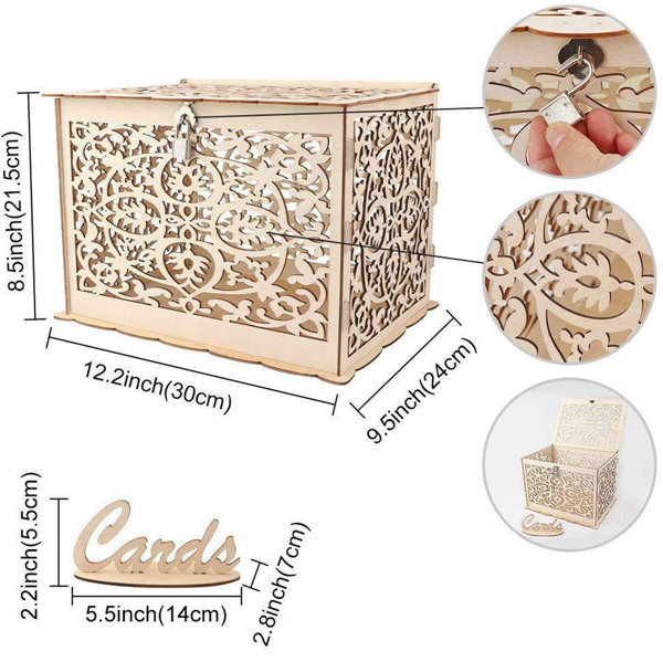 Wedding Card Box With Lock Rustic Wooden Card Holder With Card Holder For  Wedding Reception, Baby Shower Party, Type 2