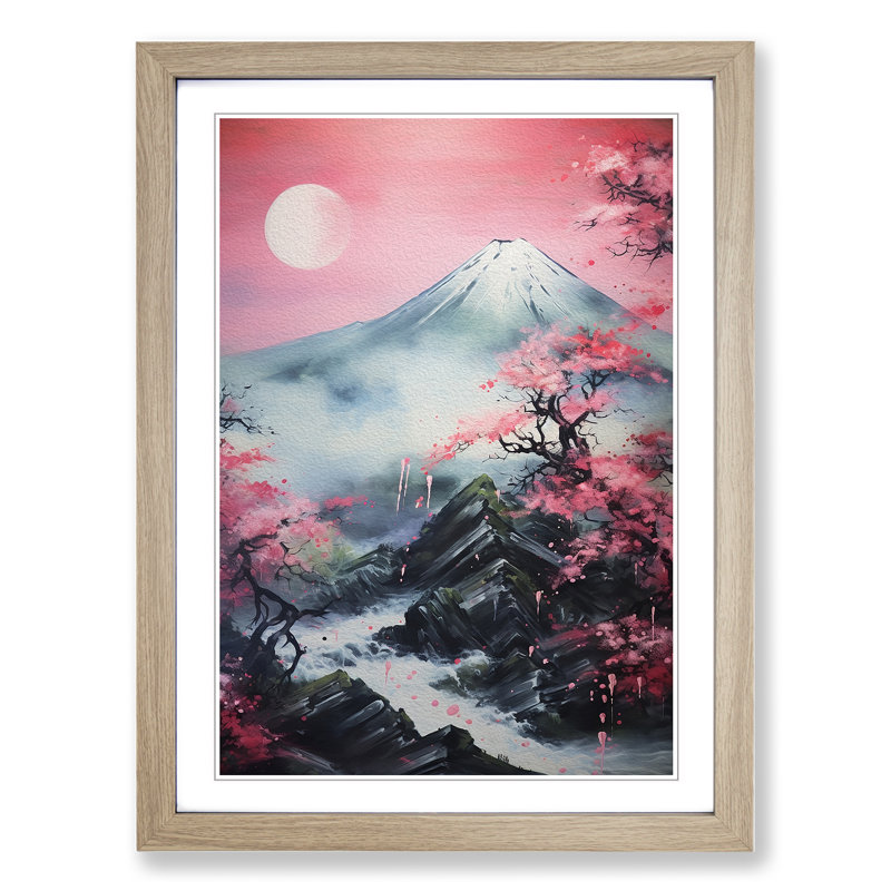 Japanese Mountains Abstract - Framed Print, Oak Framed, 46cm H x 34cm W x 2cm D