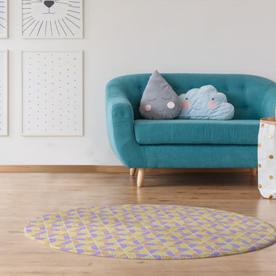 Tapis mauve/jaune trapézoïdals
