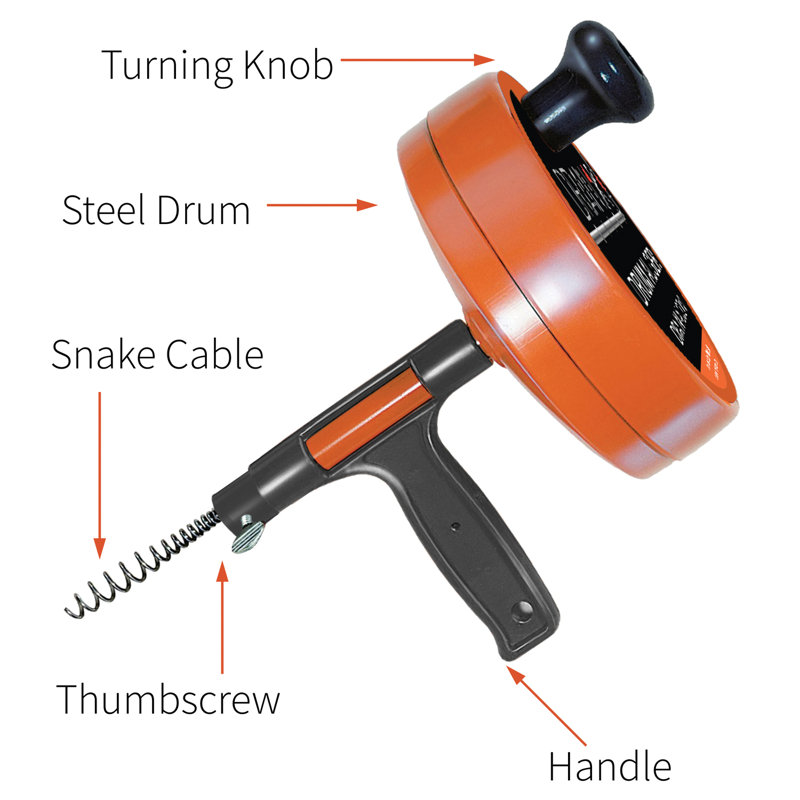 Heavy-Duty-Steel Pro Drum Drain Auger