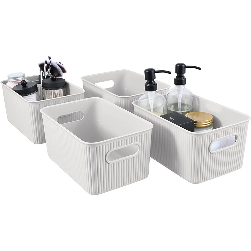 Paniers de rangement en plastique, 4, Blanc
