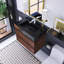 30 po W Meuble-lavabo mural à simple cuve avec lavabo noir-106950519