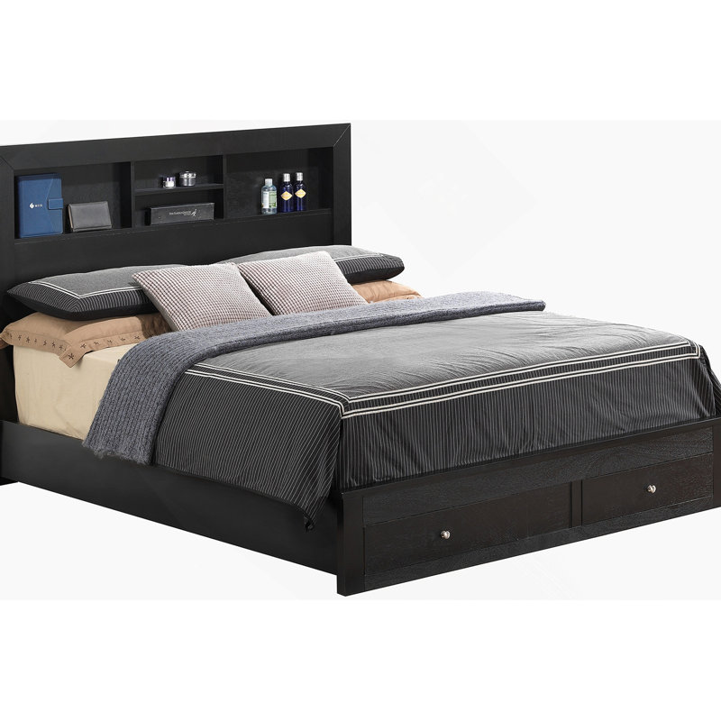 Lit de rangement polyvalent noir élégant, Double