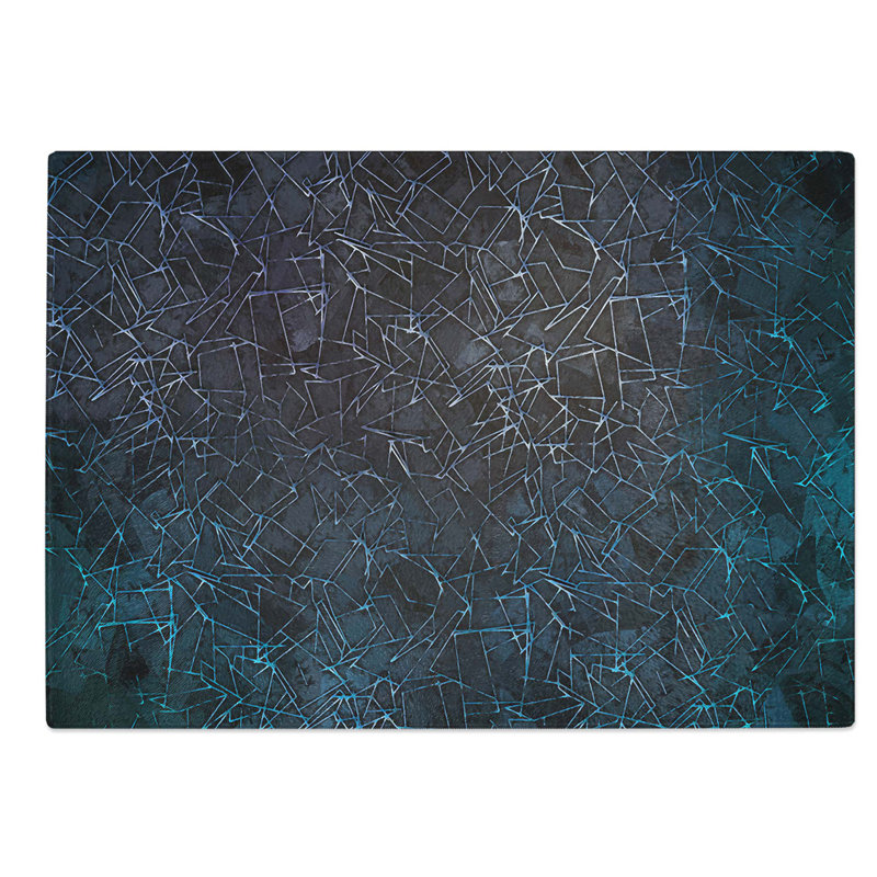 Glass Geometric Blues in Abstract Chopping Board, 28.5 cm W x 20 cm L