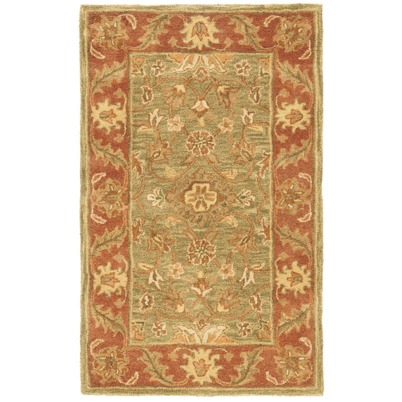 Tapis floral en laine touffeté à la main Santoyo, Rectangle 3 pi x 5 pi