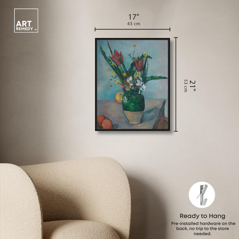 Vase tulipes par Art Remedy, Noir, H 21 po x l 17 po, Cadre flottant