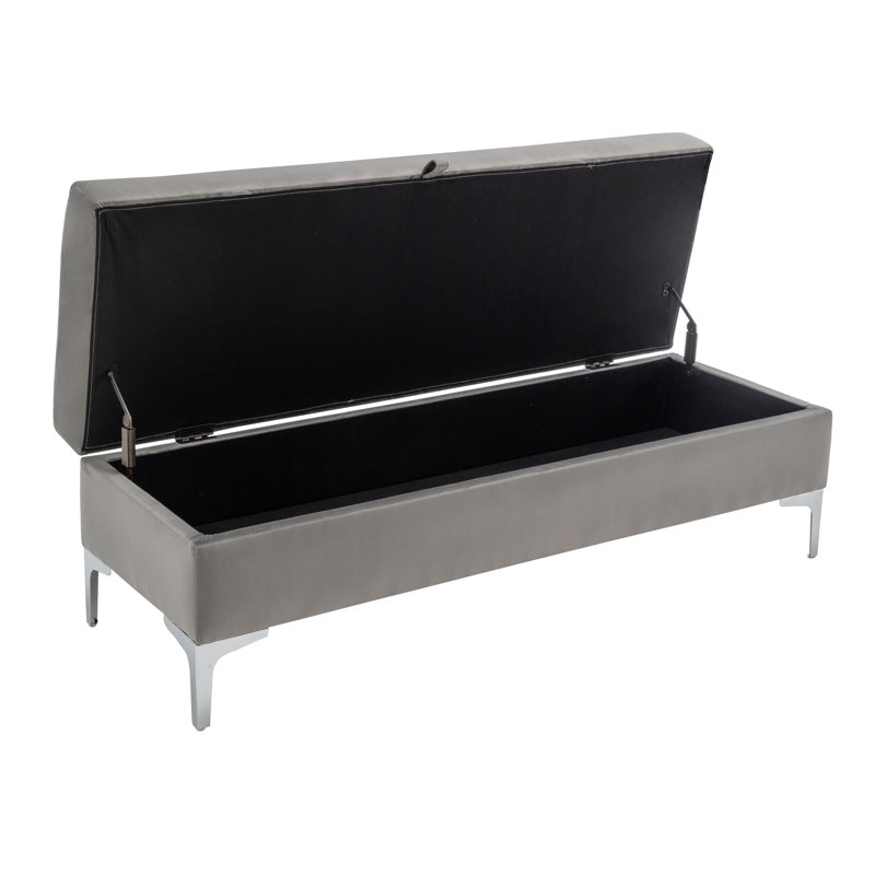 Marius Velvet Storage Bench, Gray